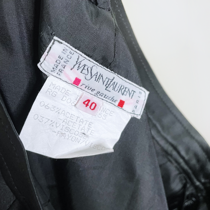 vintage ysl rive gauche black satin mermaid maxi skirt - size 40