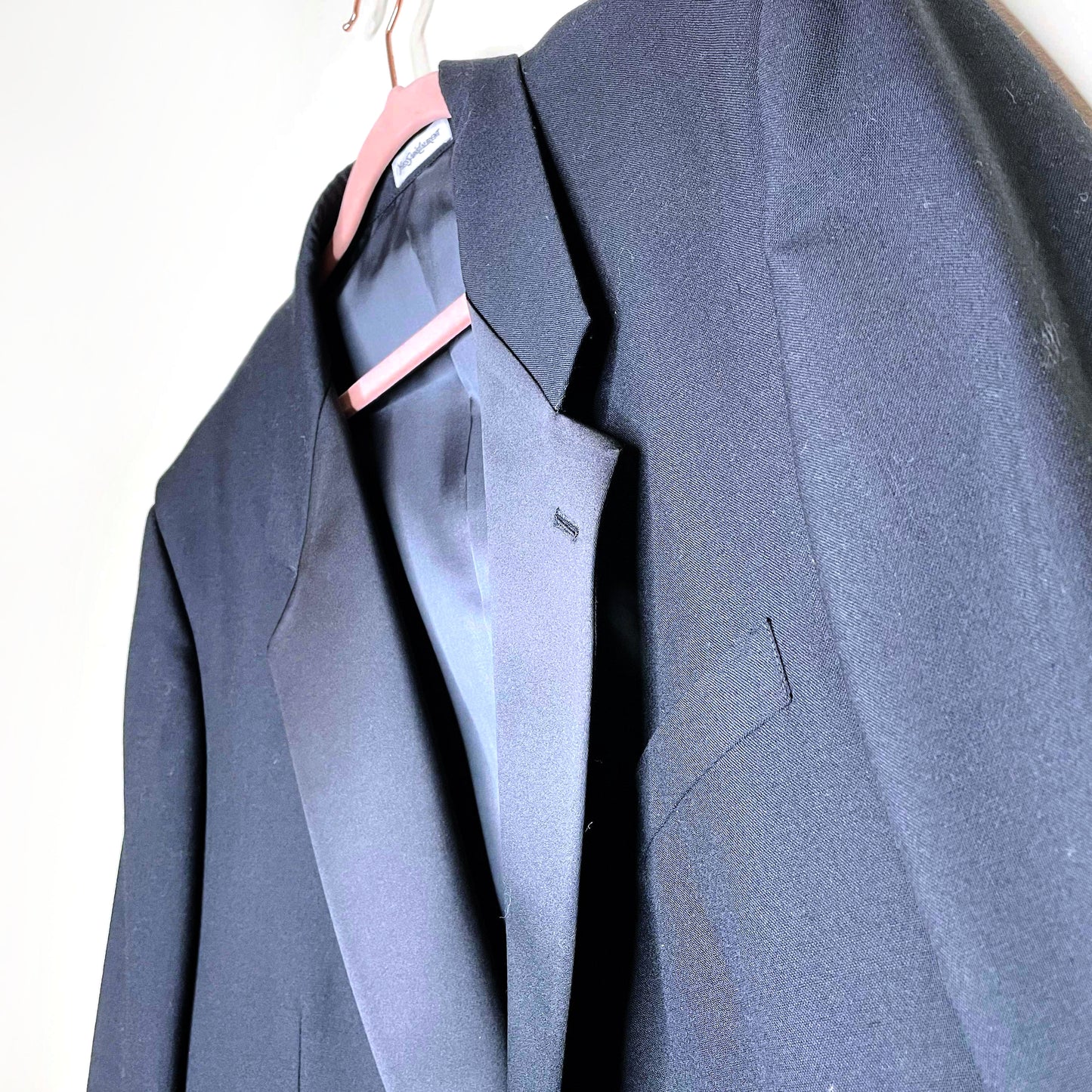 vintage men's black 2-piece saint laurent le smoking tuxedo - size 44L