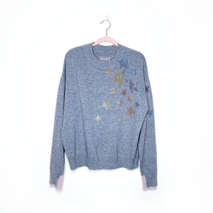 zadig & voltaire grey gaby stars cashmere sweater - size small