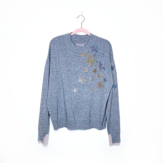 zadig & voltaire grey gaby stars cashmere sweater - size small