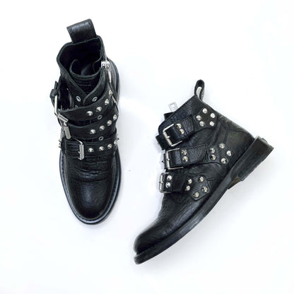 zadig & voltaire laureen spike black moto ankle boots - size 39