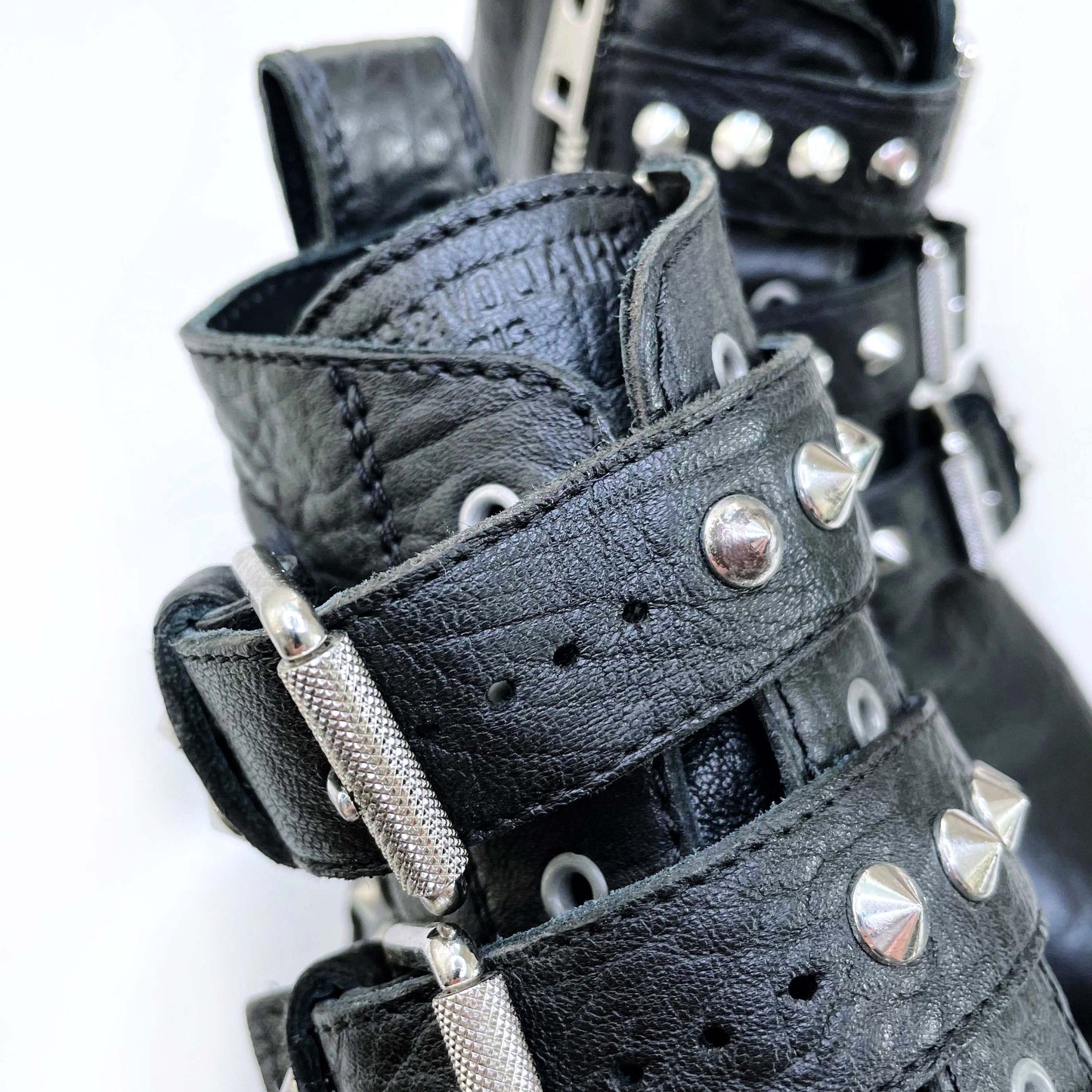 zadig & voltaire laureen spike black moto ankle boots - size 39
