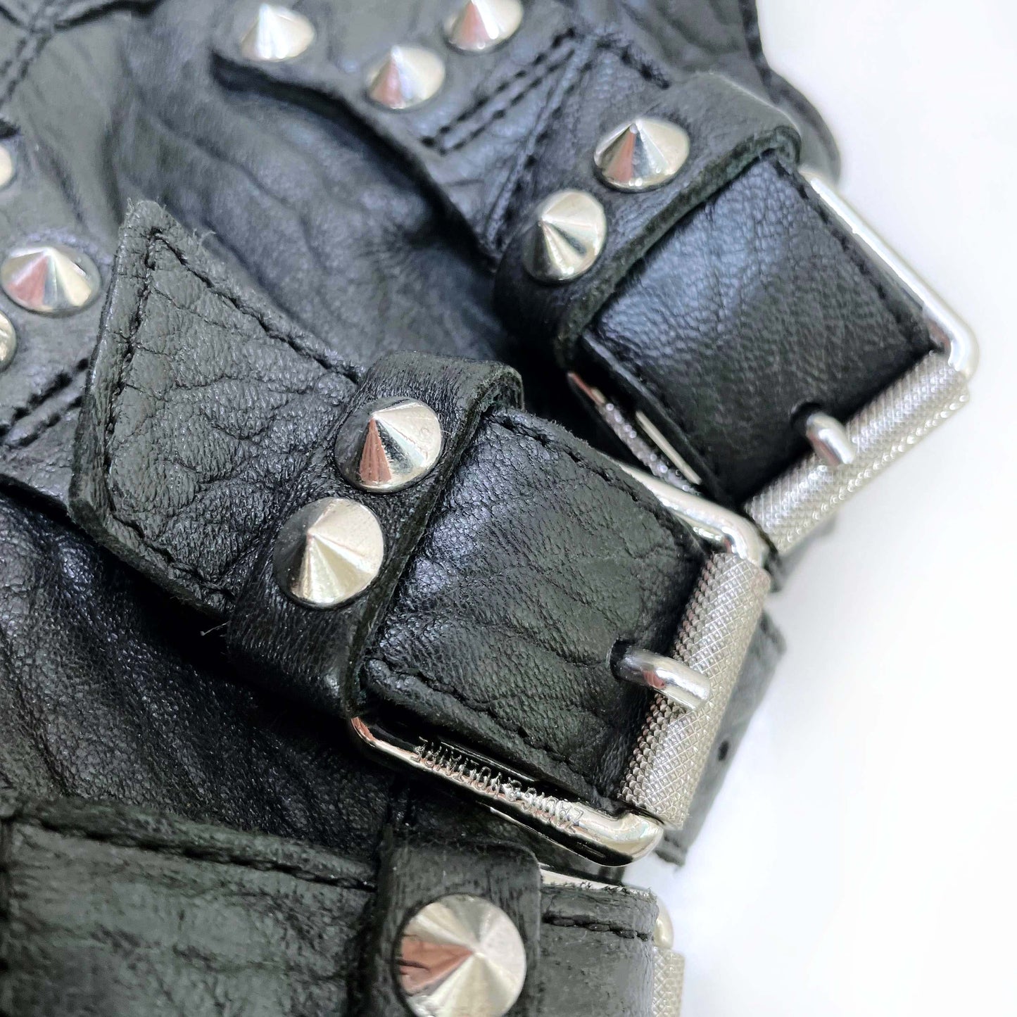 zadig & voltaire laureen spike black moto ankle boots - size 39