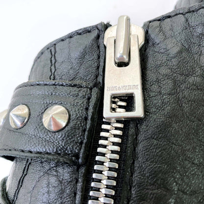 zadig & voltaire laureen spike black moto ankle boots - size 39