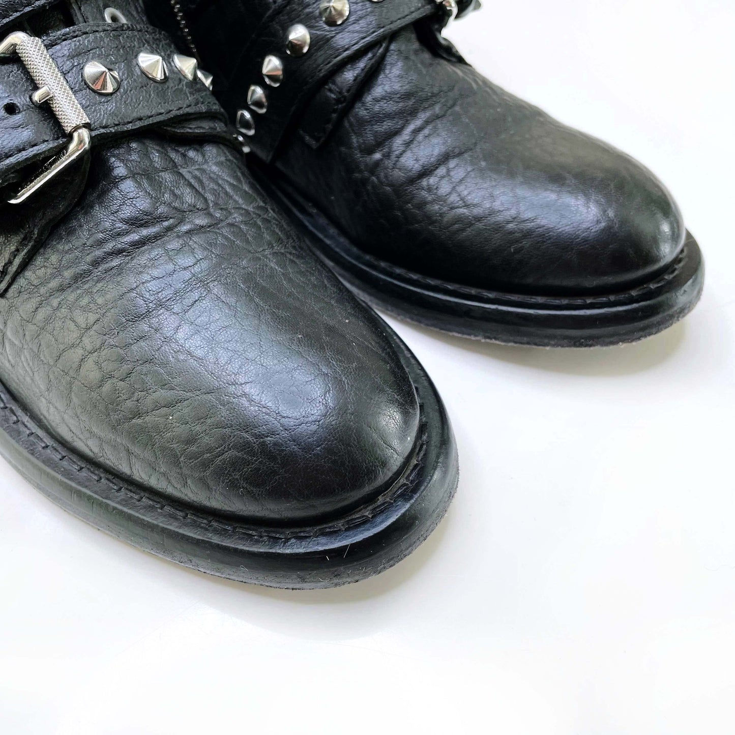 zadig & voltaire laureen spike black moto ankle boots - size 39