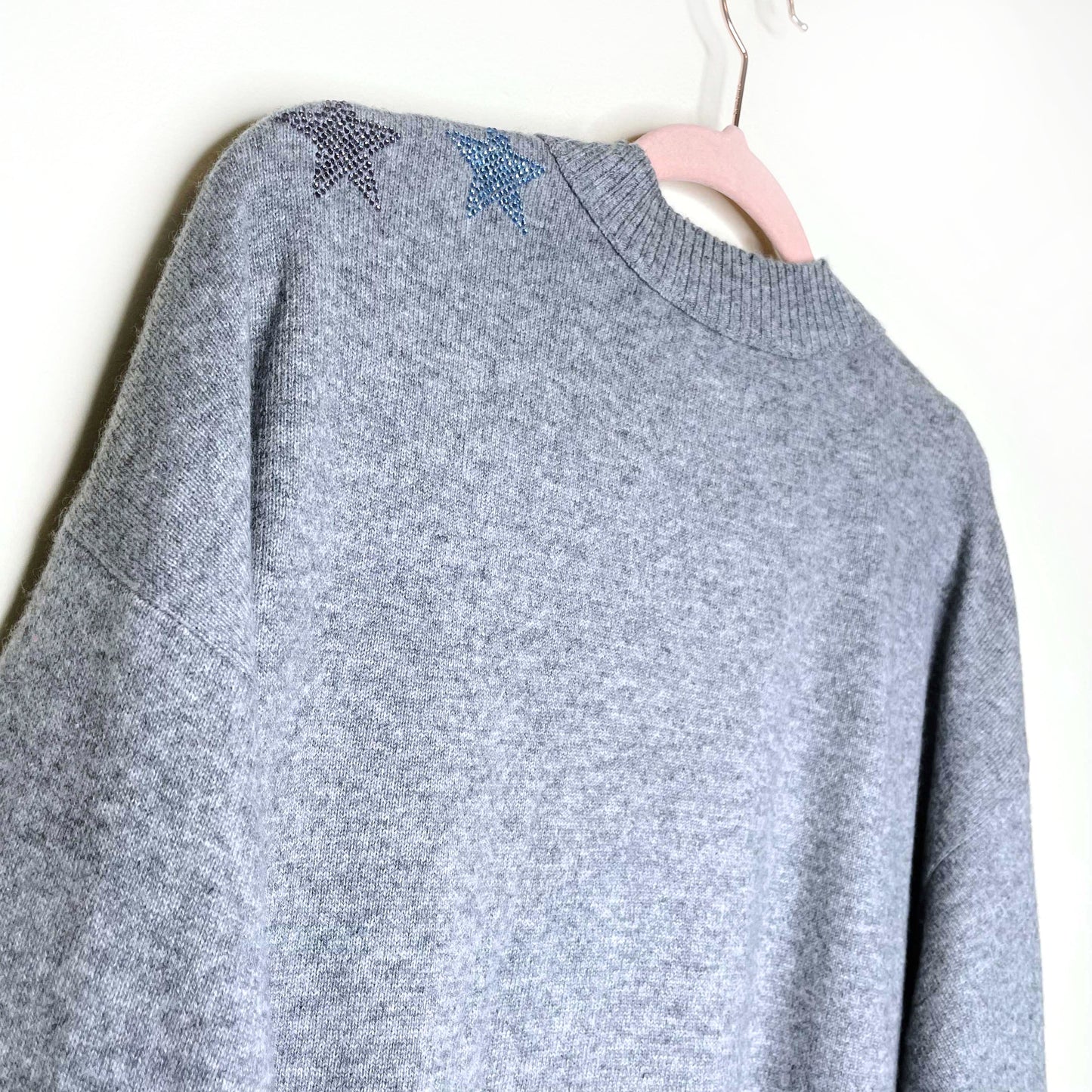 zadig & voltaire grey gaby stars cashmere sweater - size small