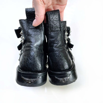 zadig & voltaire laureen spike black moto ankle boots - size 39