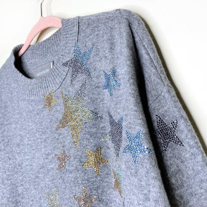 zadig & voltaire grey gaby stars cashmere sweater - size small