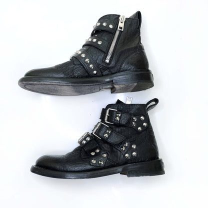 zadig & voltaire laureen spike black moto ankle boots - size 39