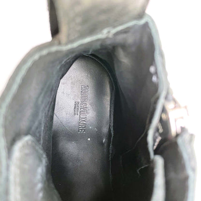 zadig & voltaire laureen spike black moto ankle boots - size 39