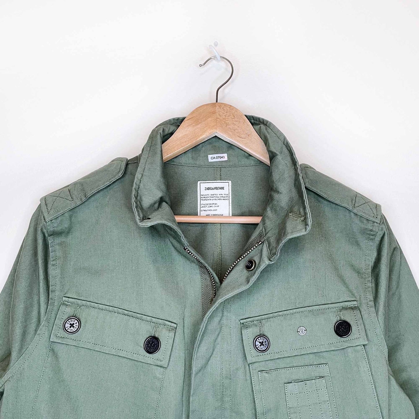 nwot zadig & voltaire kola love gold metallic army utility jacket - size medium