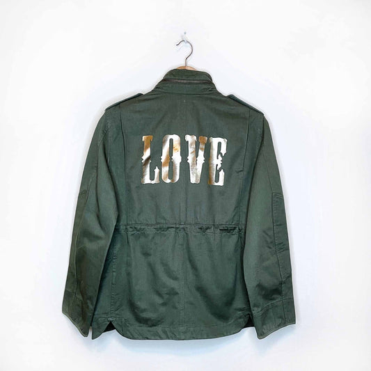 nwot zadig & voltaire kola love gold metallic army utility jacket - size medium