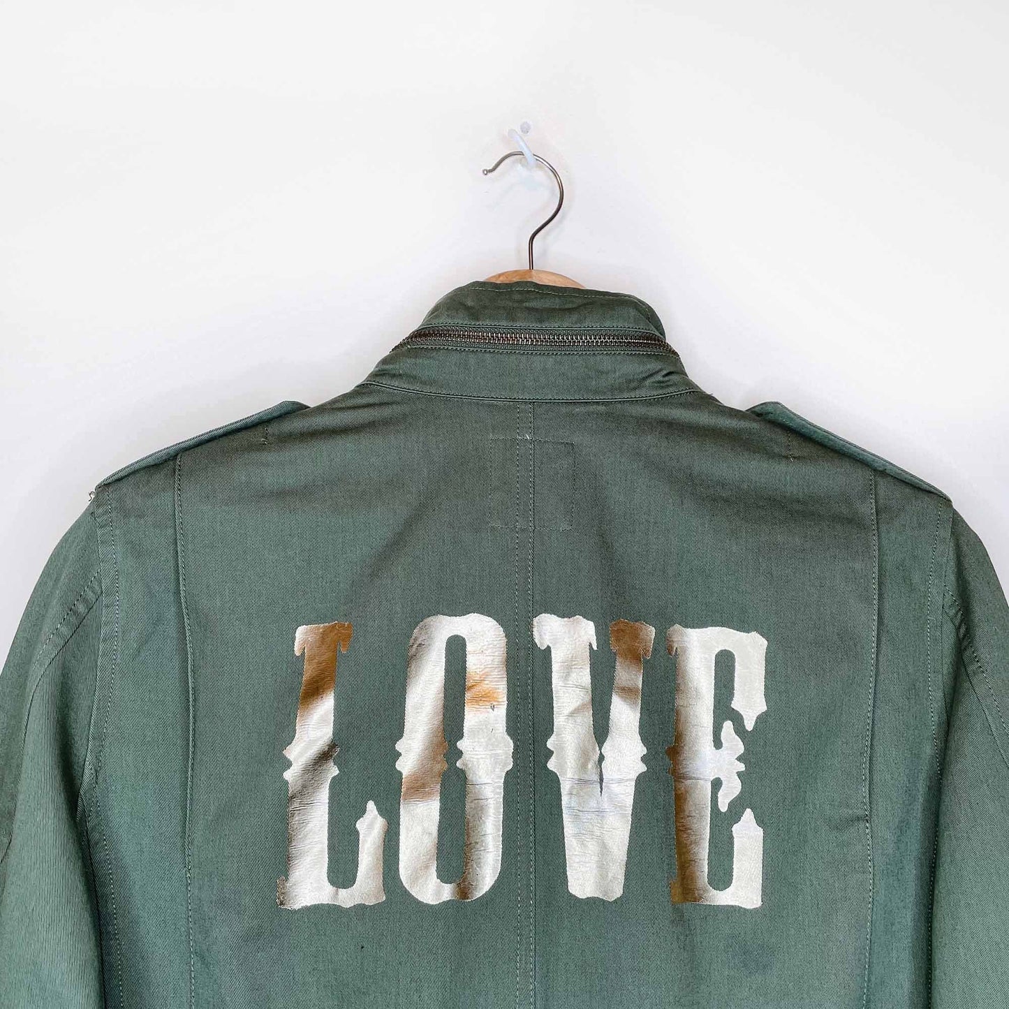 nwot zadig & voltaire kola love gold metallic army utility jacket - size medium