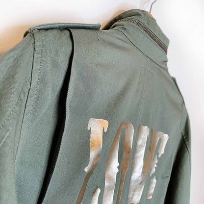 nwot zadig & voltaire kola love gold metallic army utility jacket - size medium