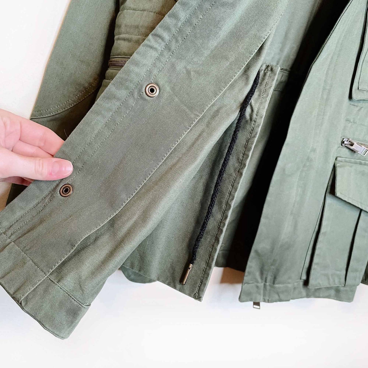 nwot zadig & voltaire kola love gold metallic army utility jacket - size medium