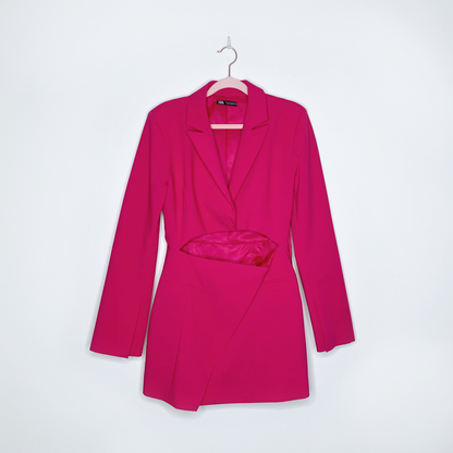 zara pink cutout barbiecore suit blazer dress - size small