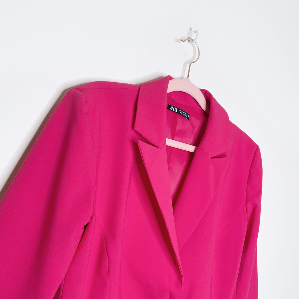 zara pink cutout barbiecore suit blazer dress - size small
