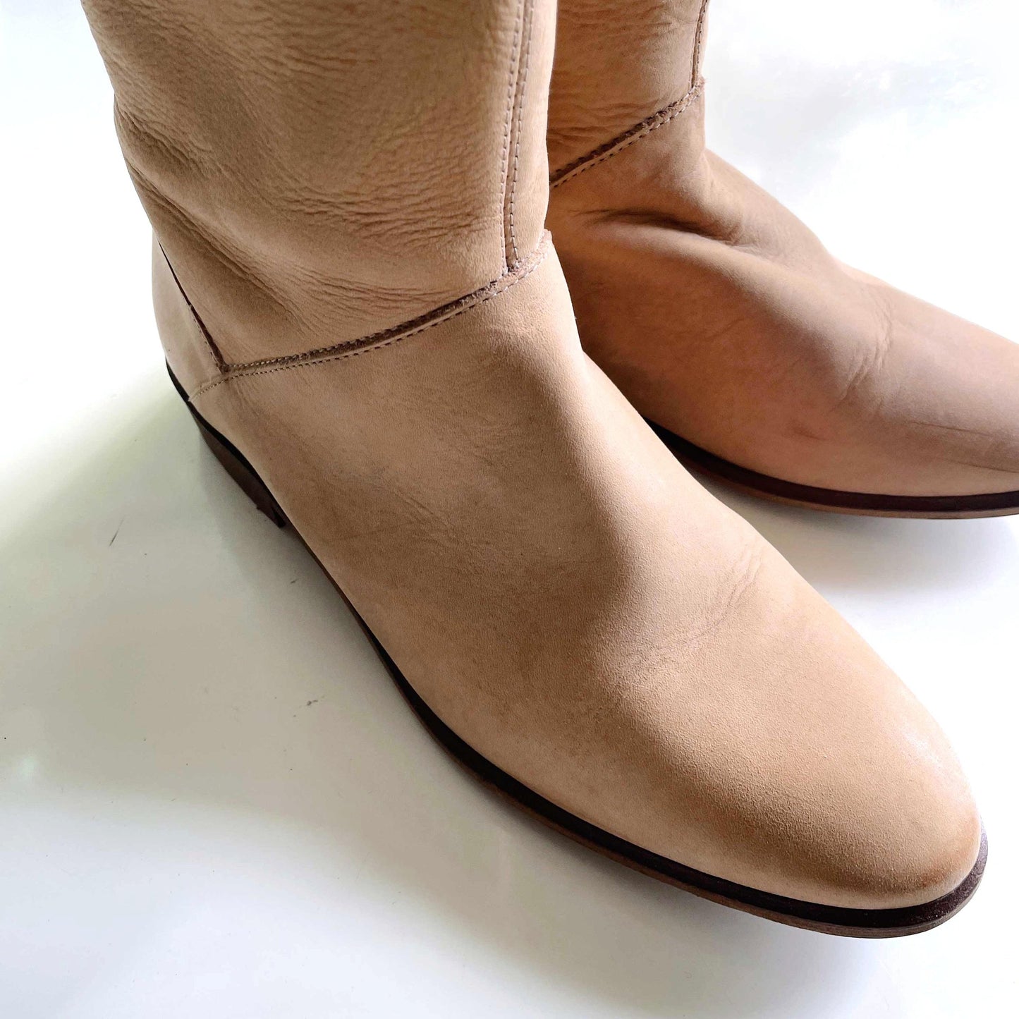 zara tall natural leather durango boots - size 39