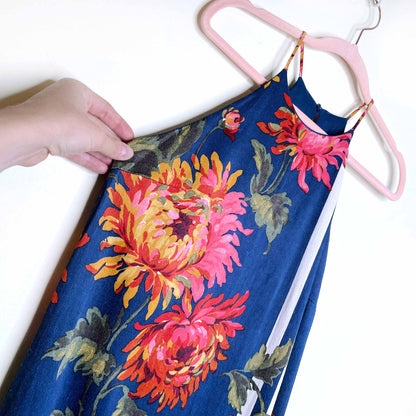 zara satiny floral stripe halter dress - size medium