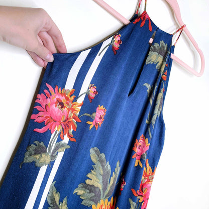 zara satiny floral stripe halter dress - size medium
