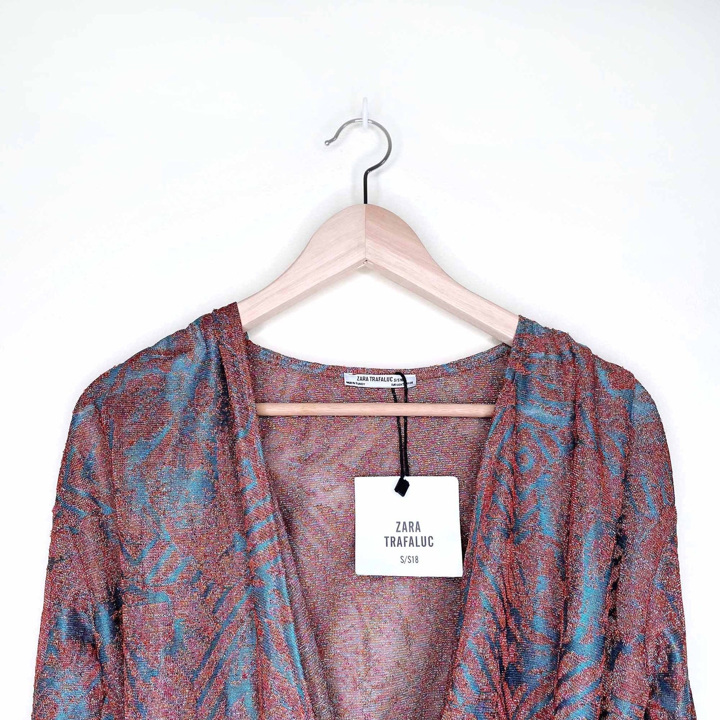nwt zara metallic wrap long sleeve top SS18 - size small