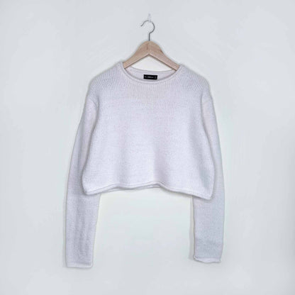 zara cream chunky knit cropped sweater - size large