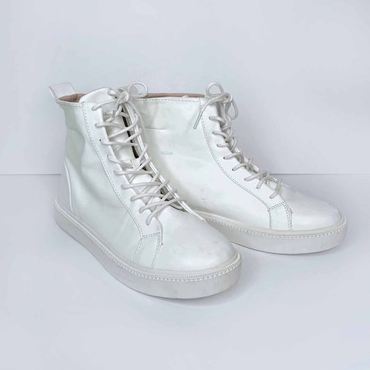 zara white leather high top sneakers - size 41