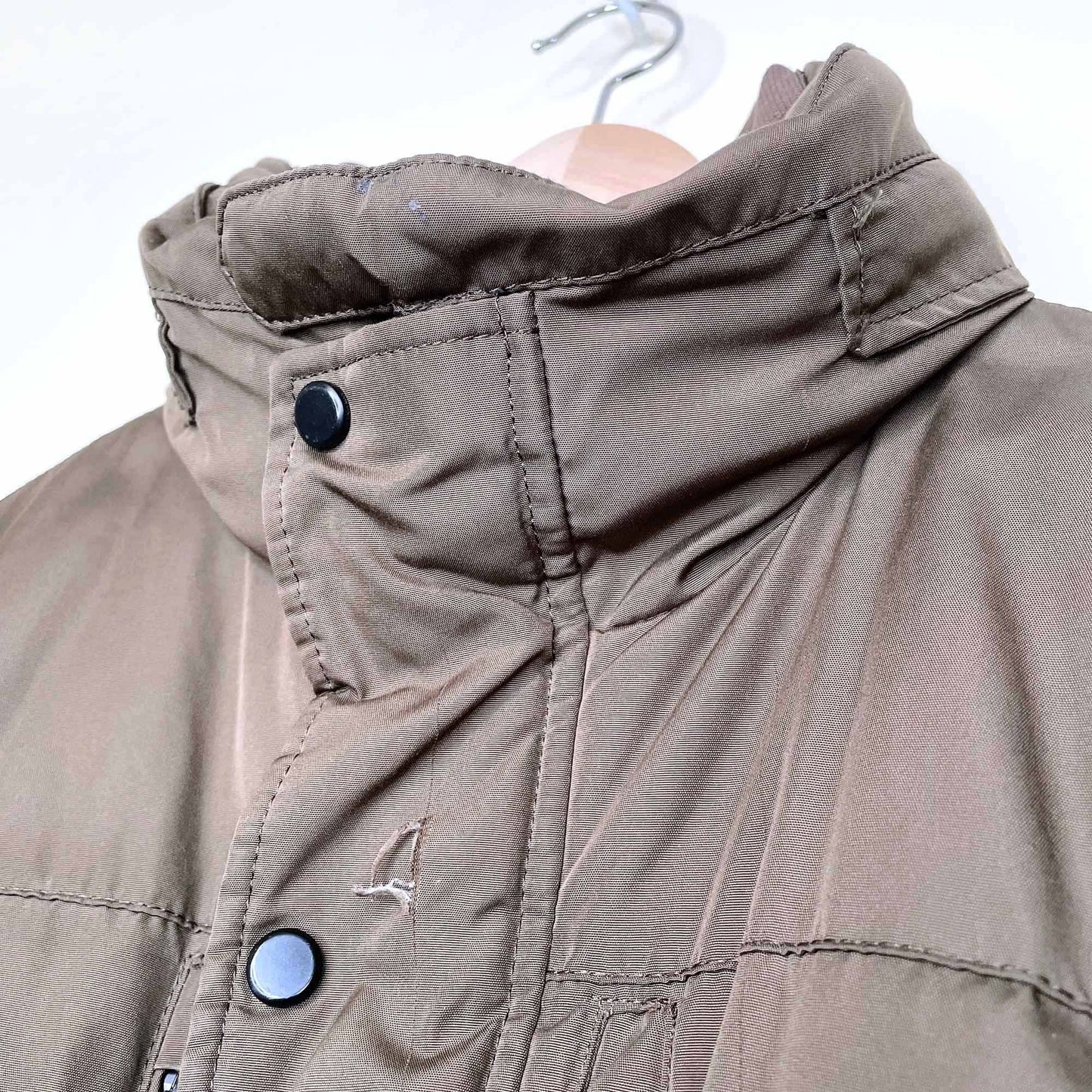 zara man brown short puffer jacket - size large