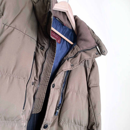 zara man brown short puffer jacket - size large