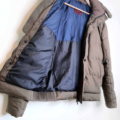 zara man brown short puffer jacket - size large