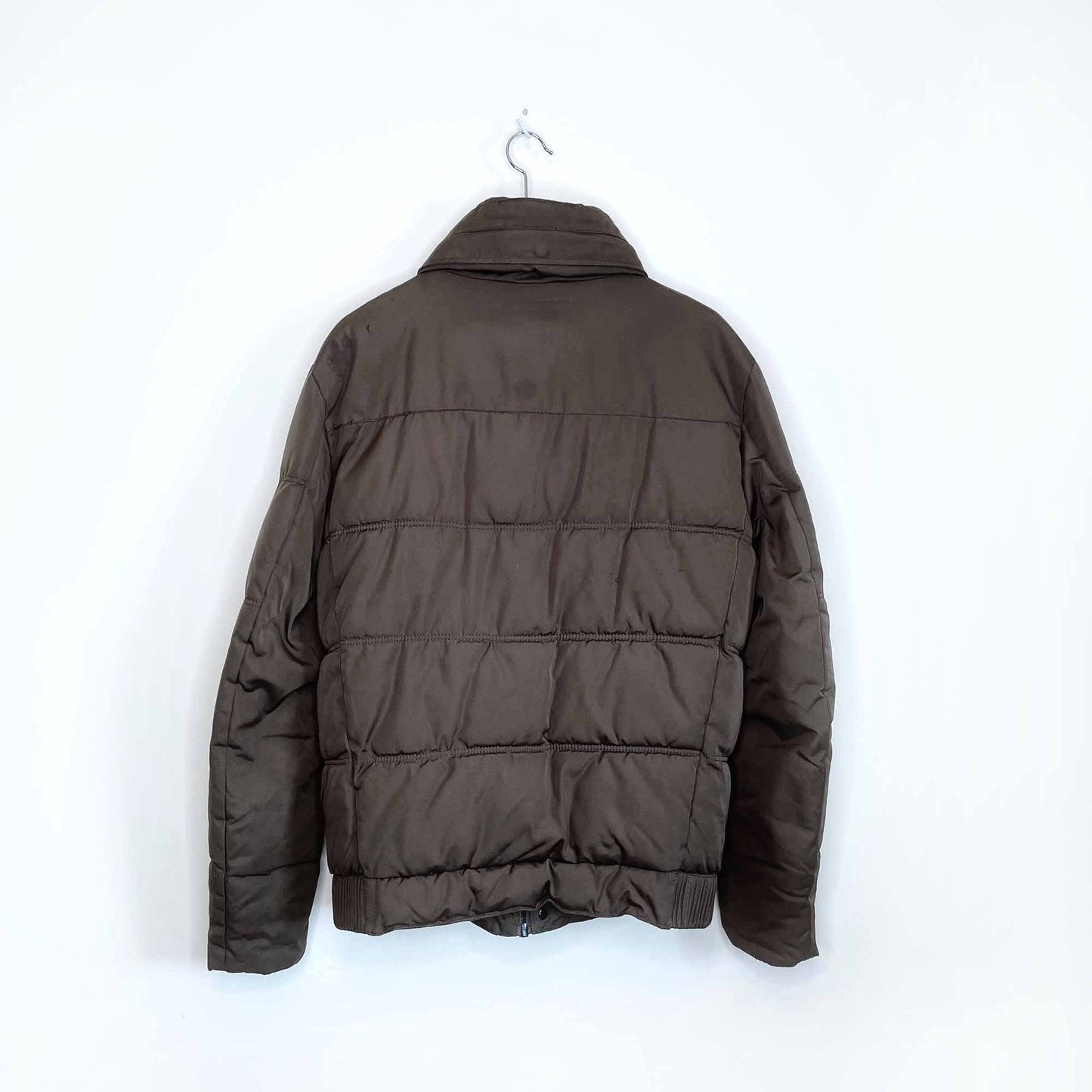 zara man brown short puffer jacket - size large