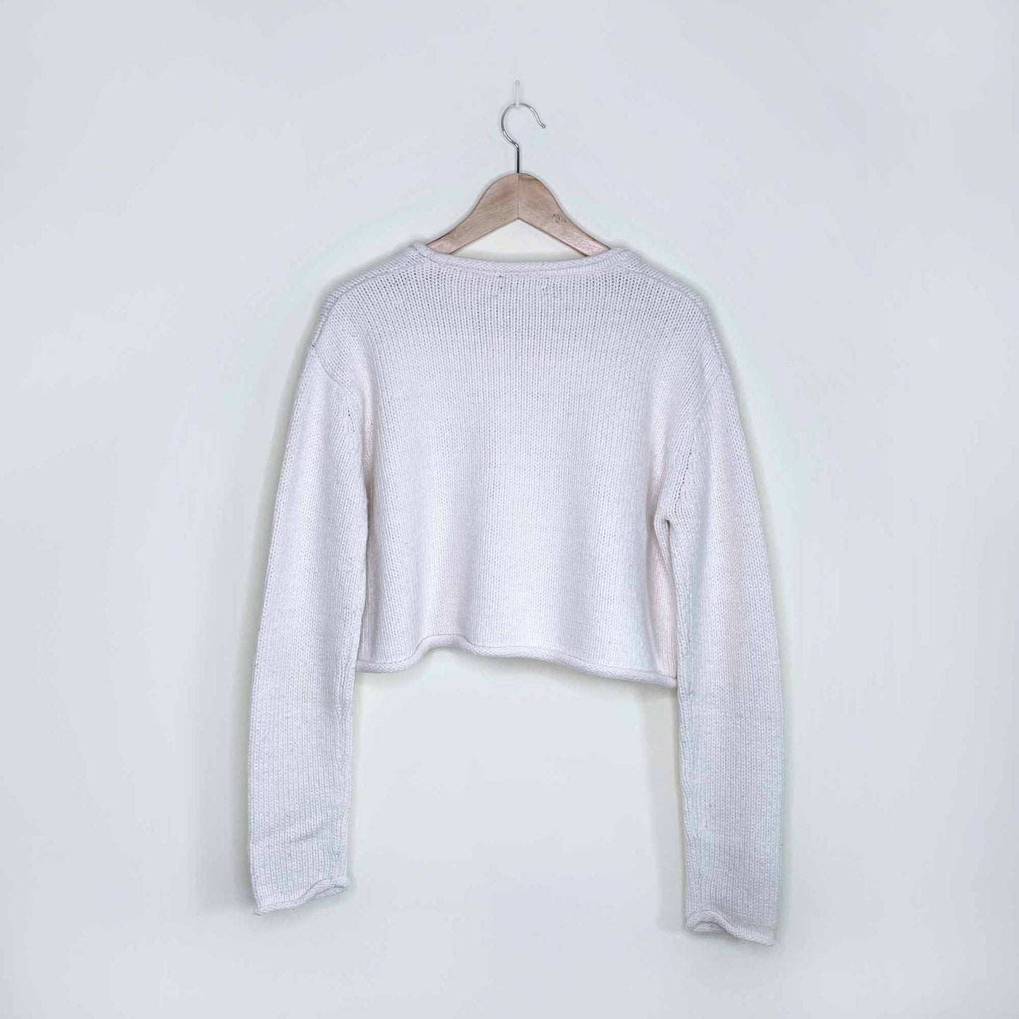 zara cream chunky knit cropped sweater - size large