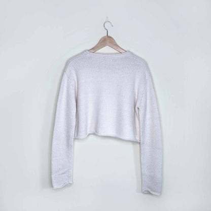 zara cream chunky knit cropped sweater - size large