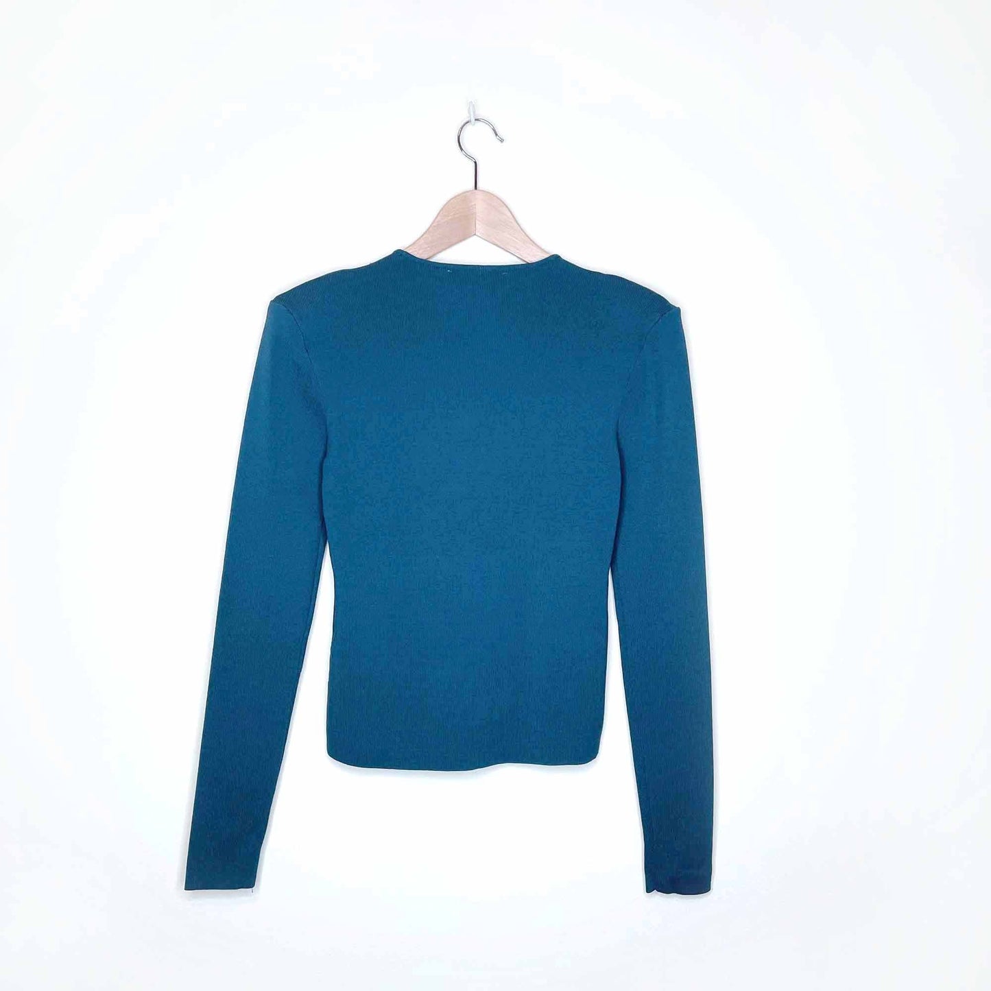 zara ribbed knit top with shoulder pads - size medium