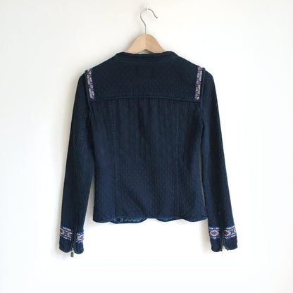 Zara quilted denim embroidered jacket - size xs