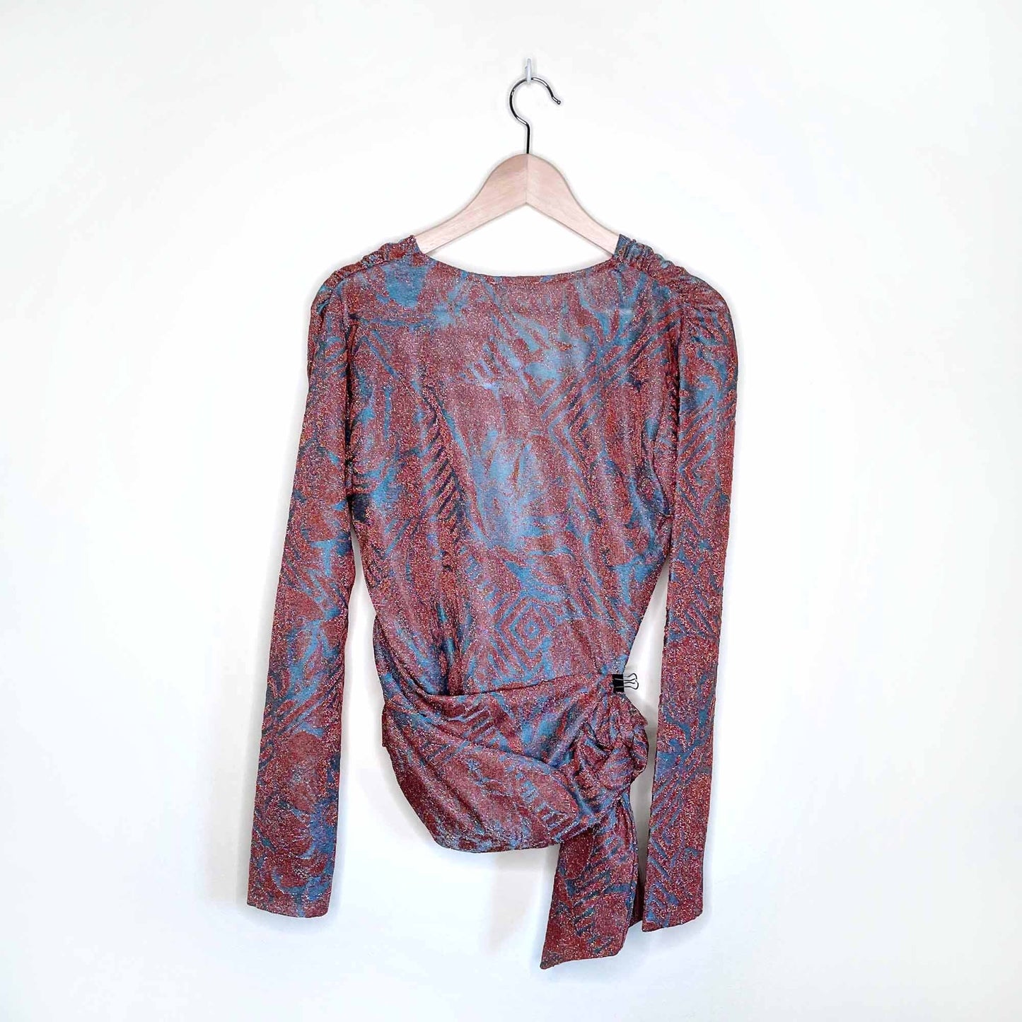 nwt zara metallic wrap long sleeve top SS18 - size small