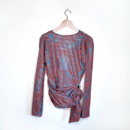 nwt zara metallic wrap long sleeve top SS18 - size small