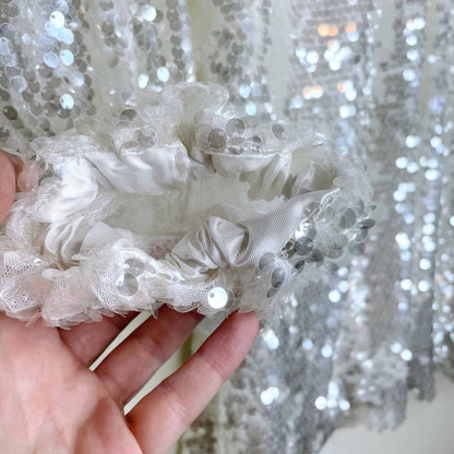 nwt zara white sequin oversized long sleeve blouse - size xs