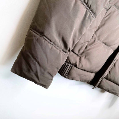 zara man brown short puffer jacket - size large