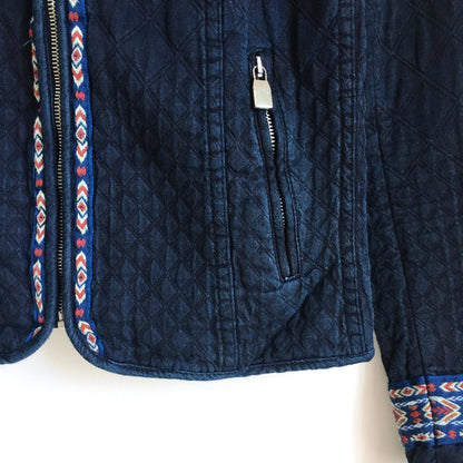 Zara quilted denim embroidered jacket - size xs