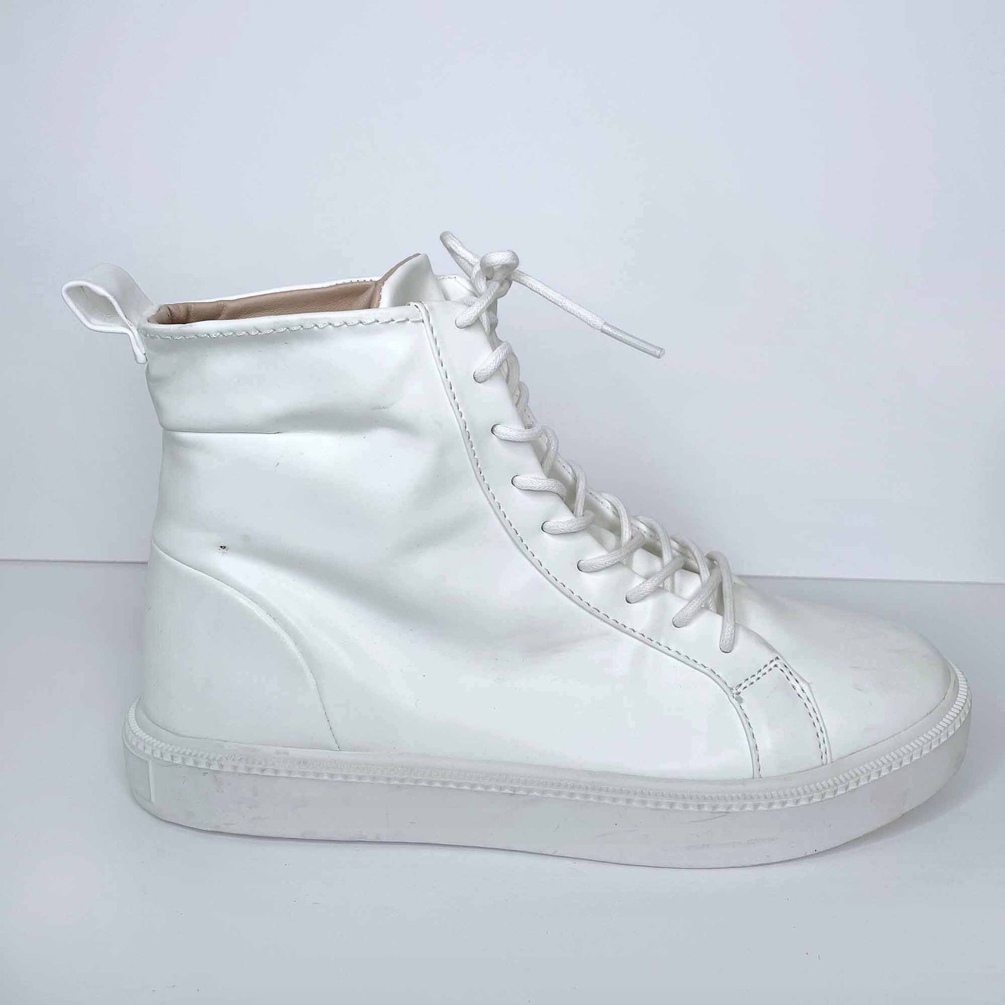 zara white leather high top sneakers - size 41