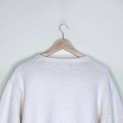 zara cream chunky knit cropped sweater - size large