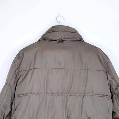 zara man brown short puffer jacket - size large