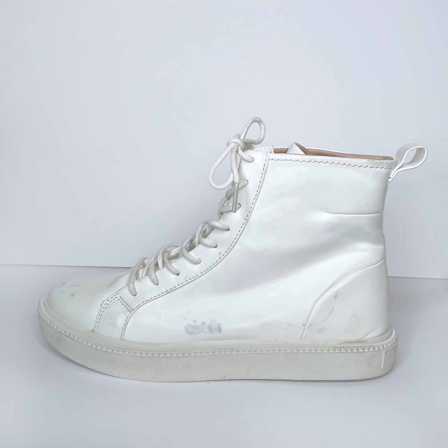 zara white leather high top sneakers - size 41