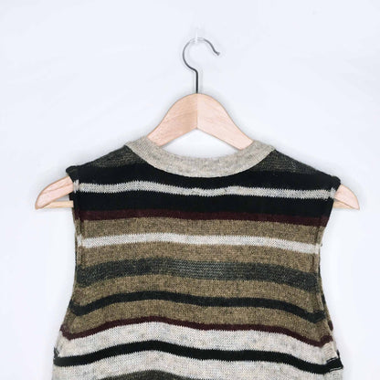 zara sleeveless striped wool-blend sweater - size large