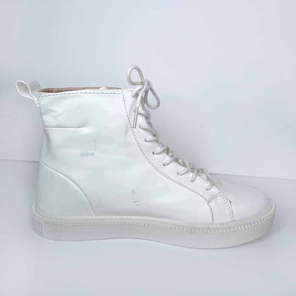 zara white leather high top sneakers - size 41