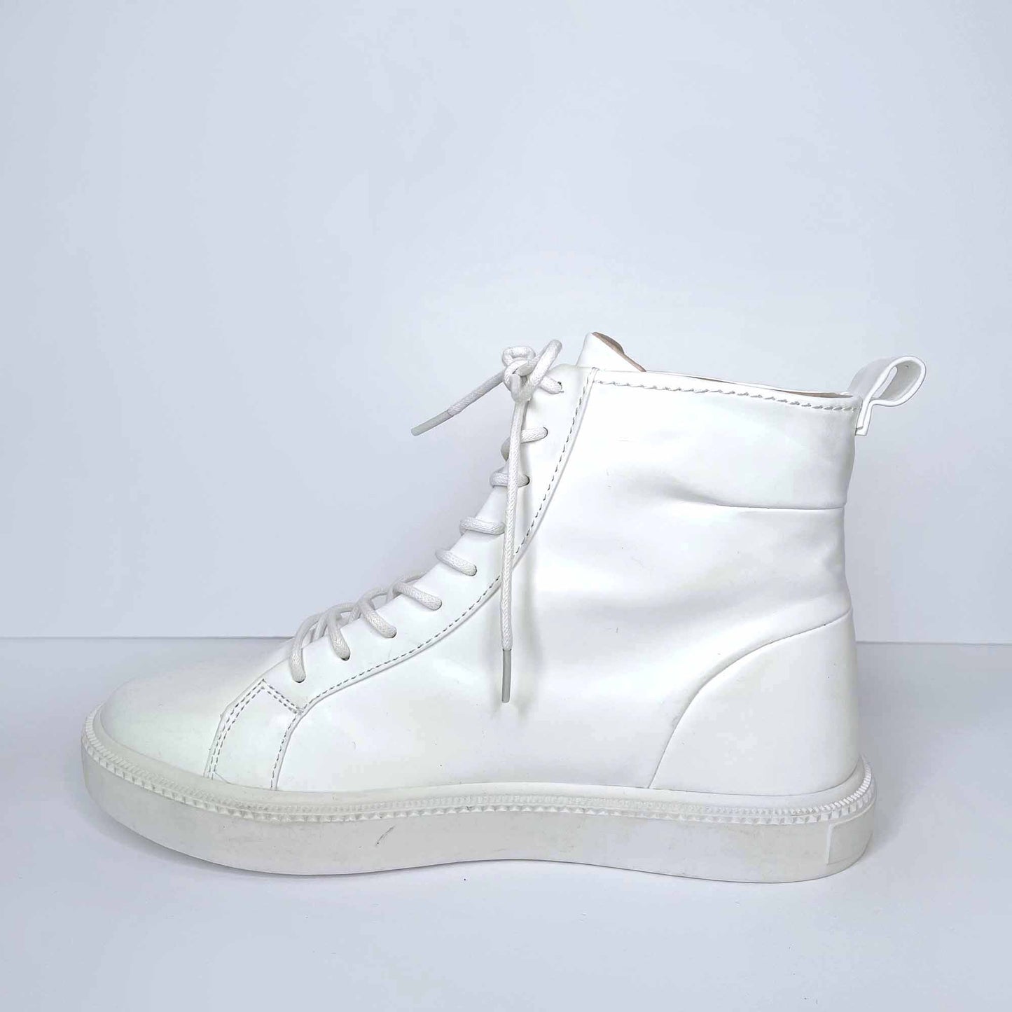 zara white leather high top sneakers - size 41