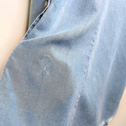 zara premium denim off shoulder button down chambray midi dress - size medium