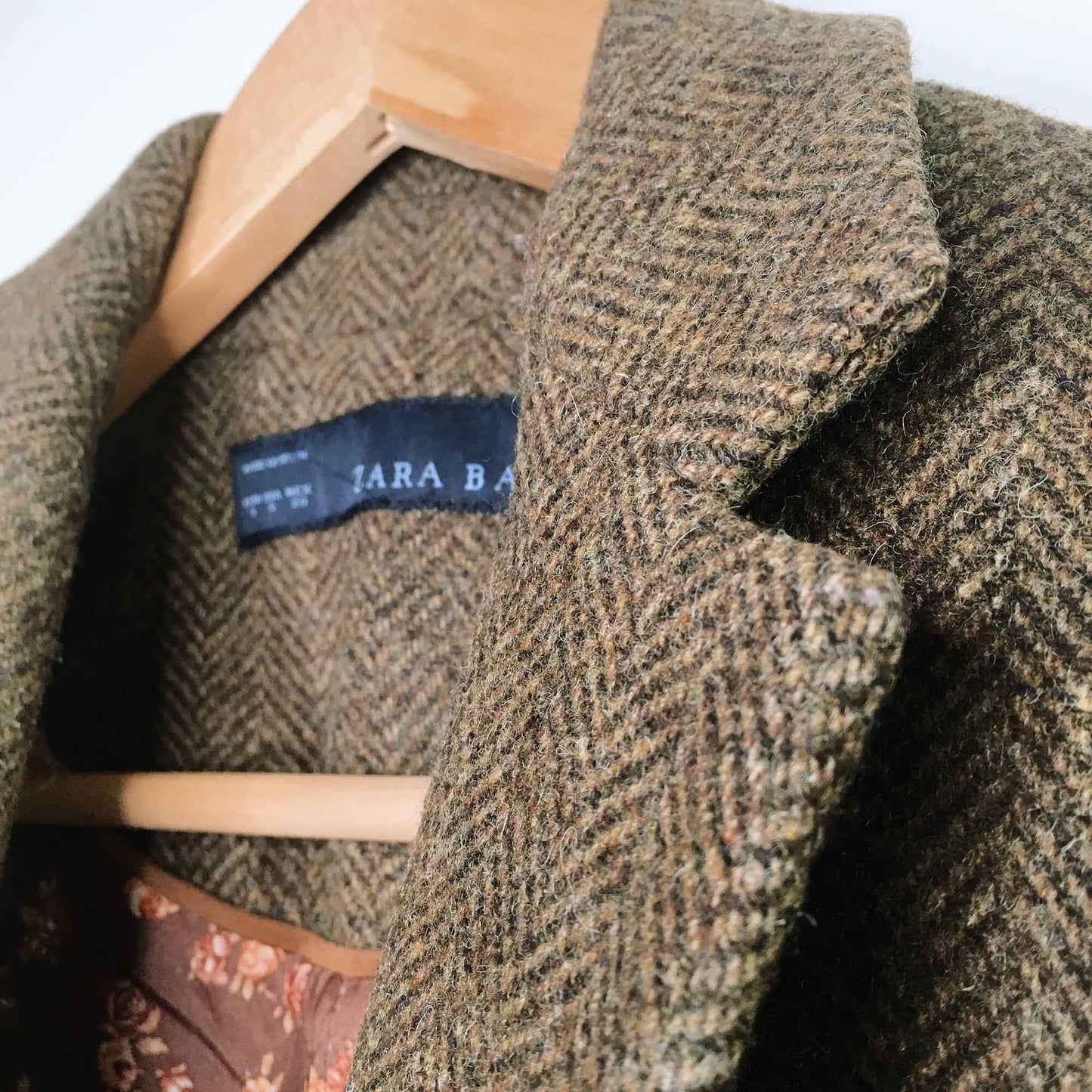 Zara wool herringbone blazer with elbow patch - size Small