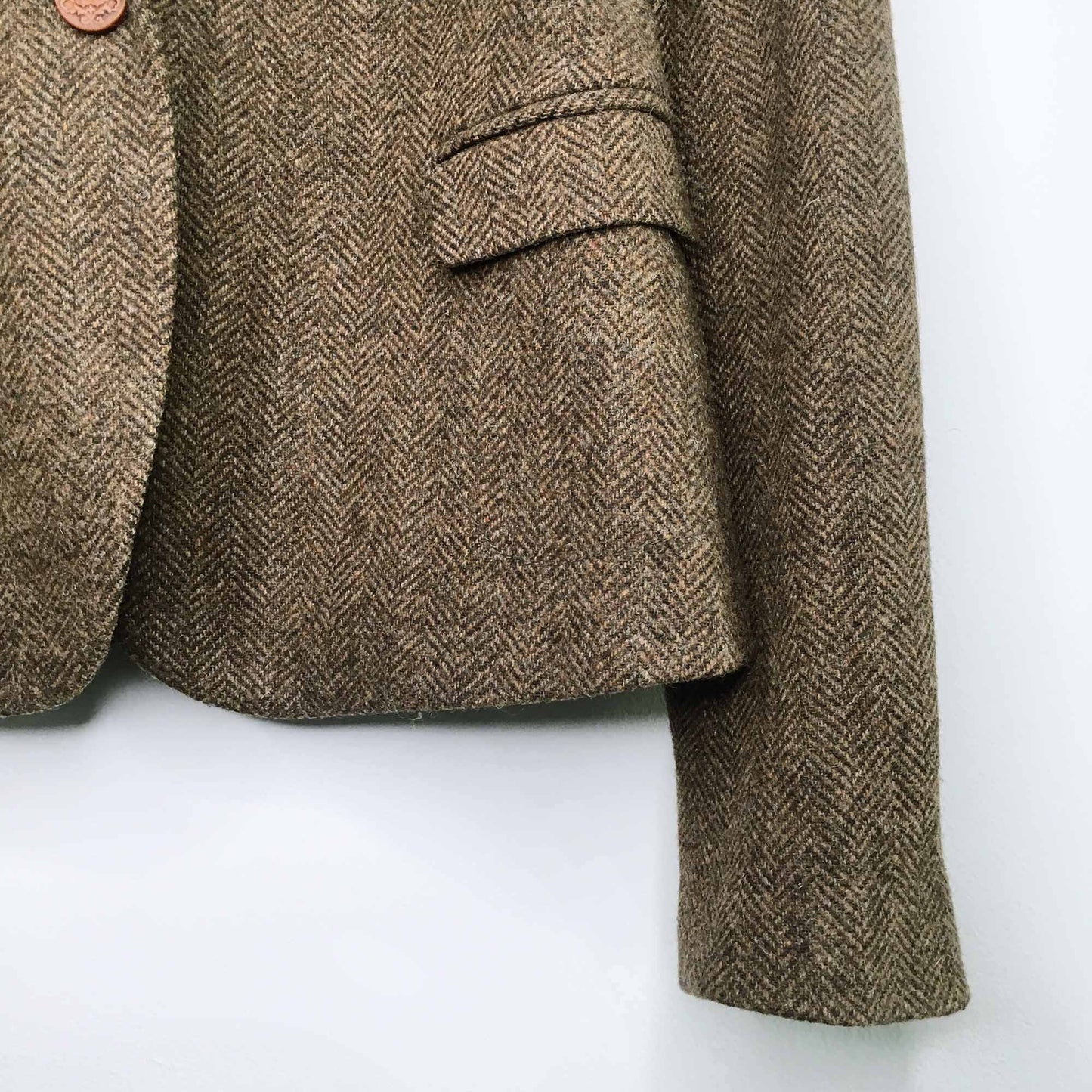 Zara wool herringbone blazer with elbow patch - size Small